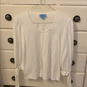 CeCe Cream V-Neck Blouse